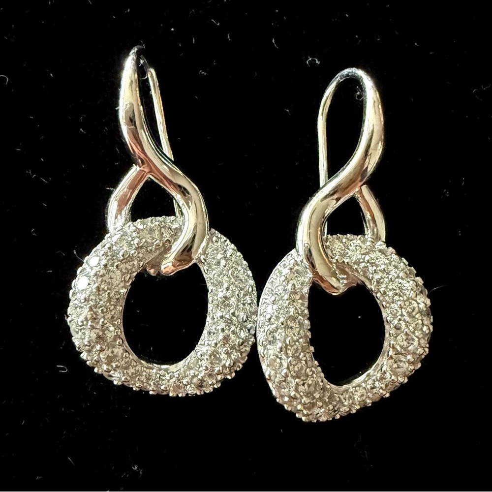 Italian Milor Sterling Silver with pave setting of CZ stone earrings